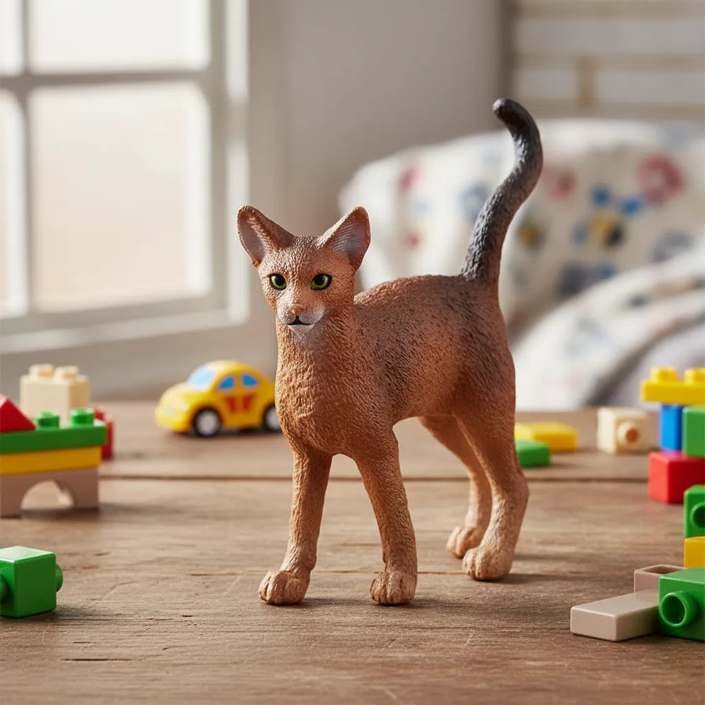Figura Animales Gato Abisinio Pintado A Mano