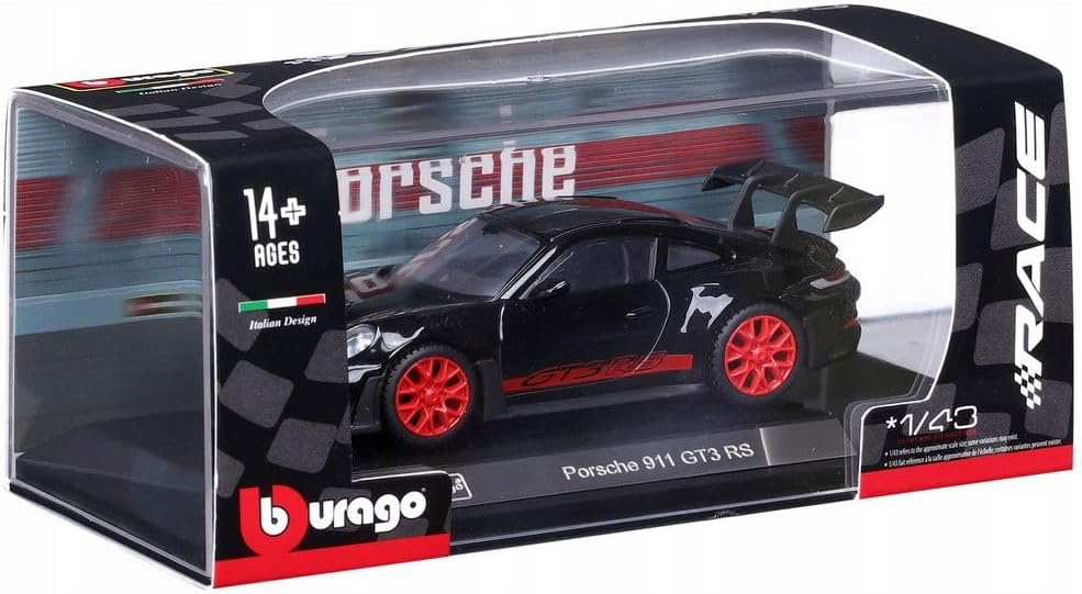 Carro Escala Bburago 1/43 Race Porsche 911 Gt3 Rs Negro