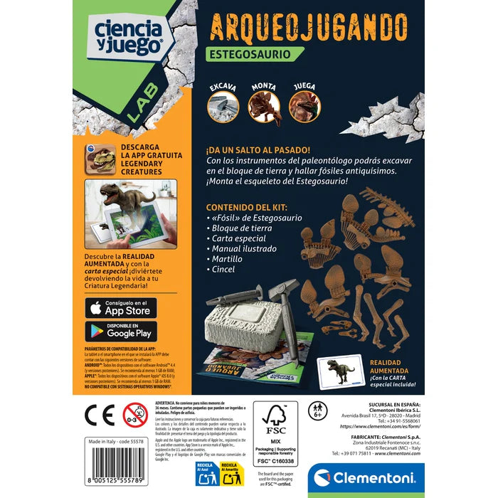 Juego De Ciencia Kit Excavación Stegosaurus Realidad Niños