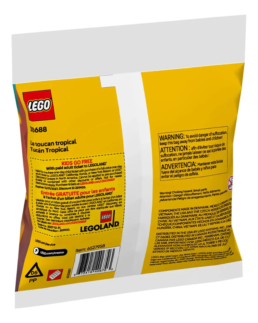 Lego 3 En 1 Tucán Tropical 59 Piezas Para Niños
