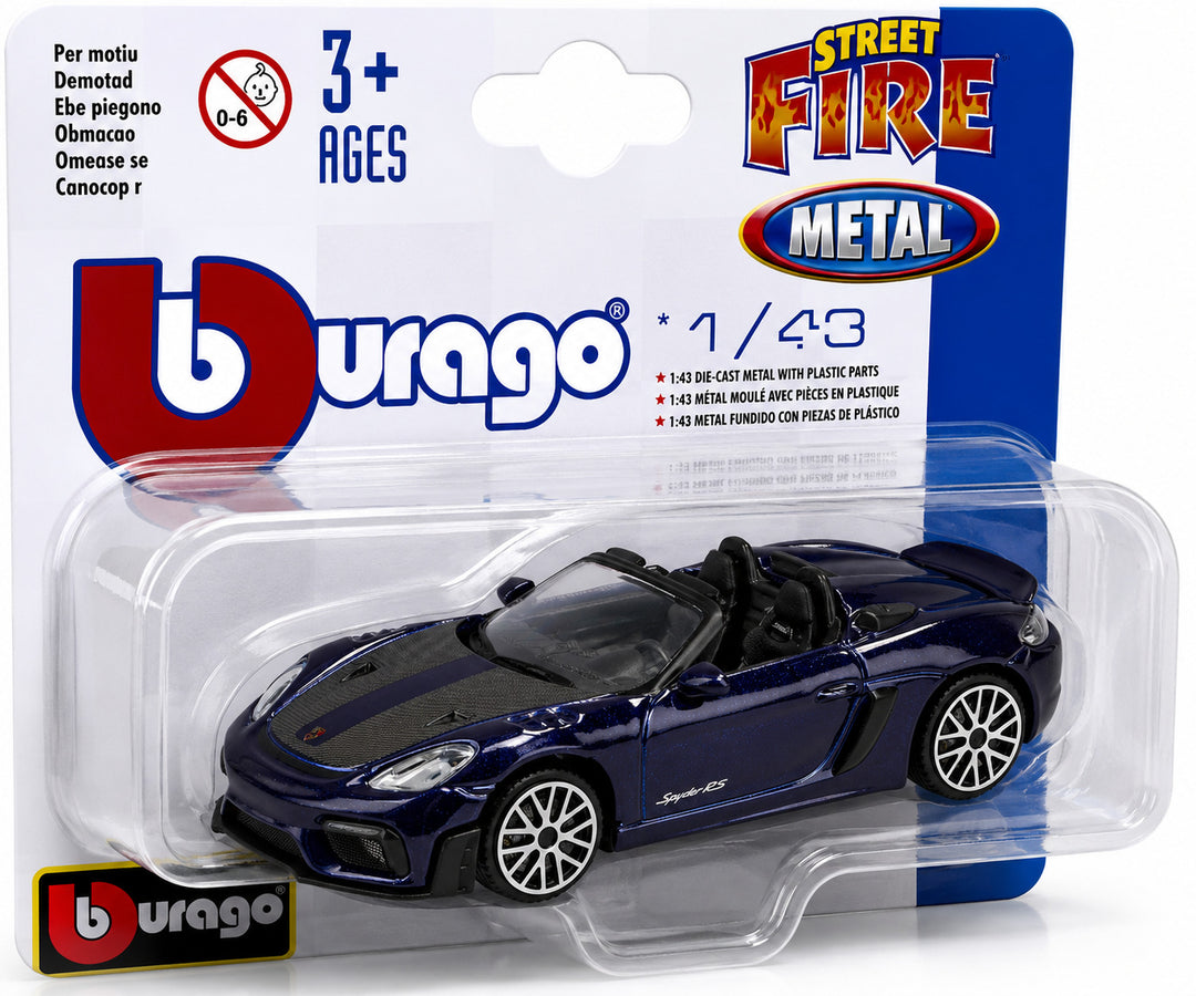 Carro Coleccionable Bburago 1:45 Porshe 718 Spyder Rs Azul