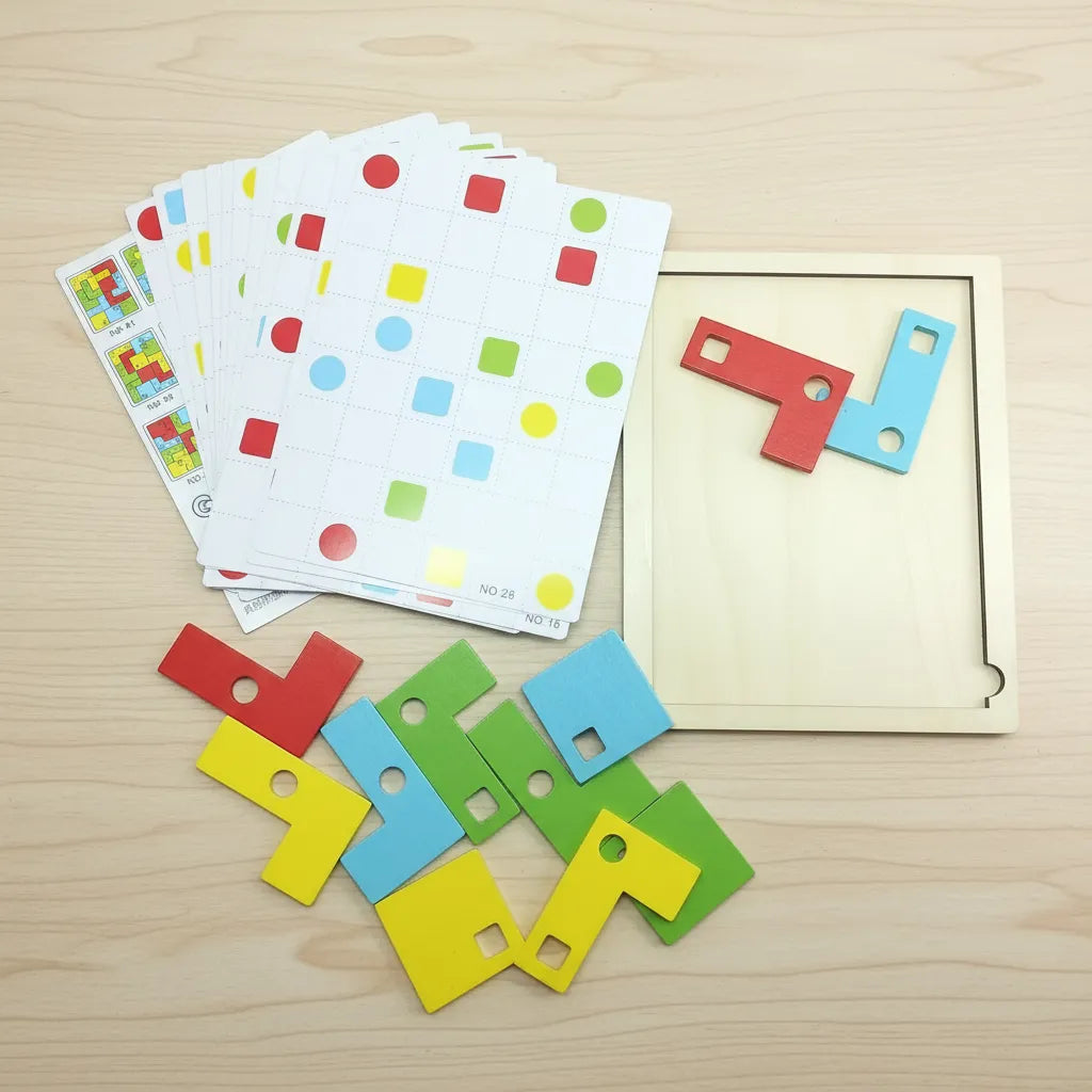 Juego Bloques Geométricos En Madera Para Niños