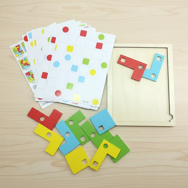 Juego Bloques Geométricos En Madera Para Niños