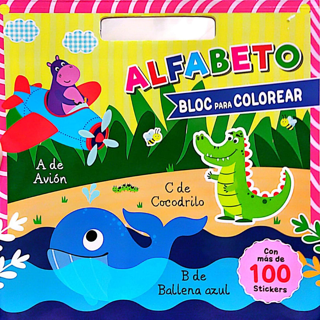 Libro Infantil Para Colorear Alfabeto 100 Pegatinas