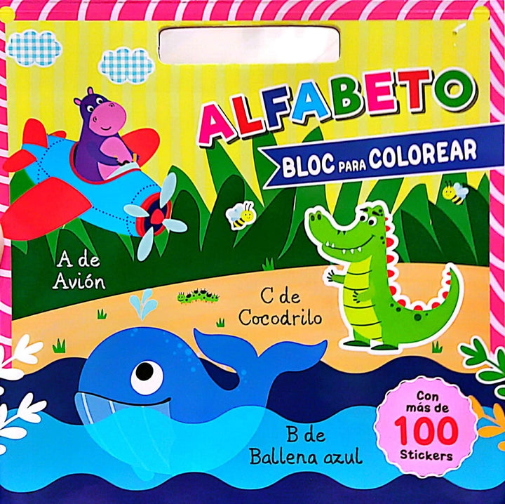 Libro Infantil Para Colorear Alfabeto 100 Pegatinas
