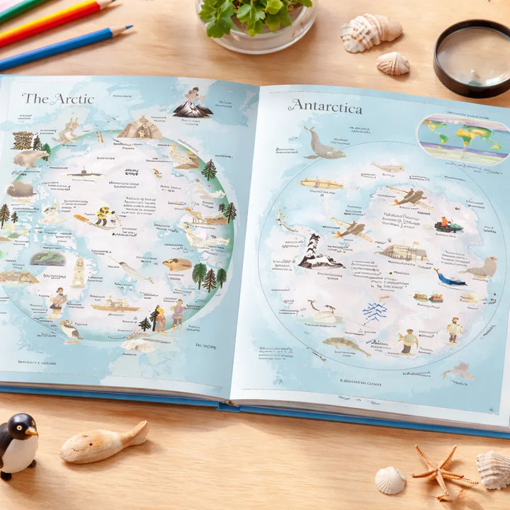 Libro Didáctico Atlas Mundial Con Stickers Usborne Para Niños
