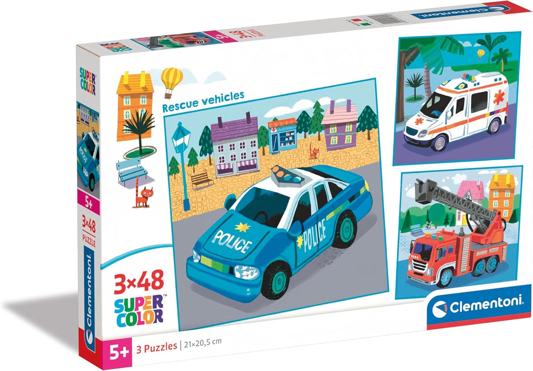 Rompecabezas 3x48 Piezas Vehículos Para Niños