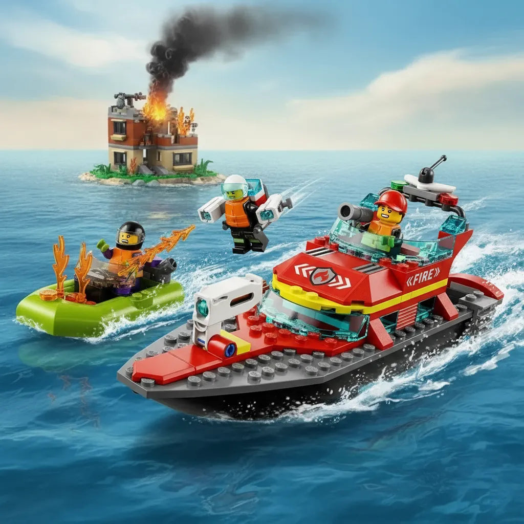 Juguete Lego Lancha De Rescate Contra Incendios 144 Piezas