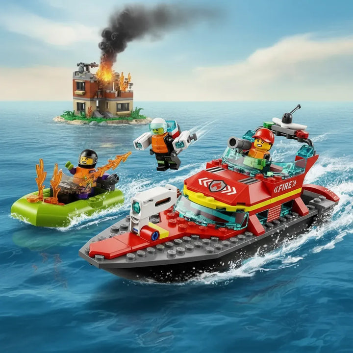 Juguete Lego Lancha De Rescate Contra Incendios 144 Piezas