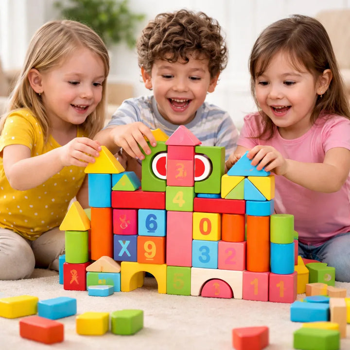 Juego De Bloques De Construcción En Madera 32 Piezas Niños