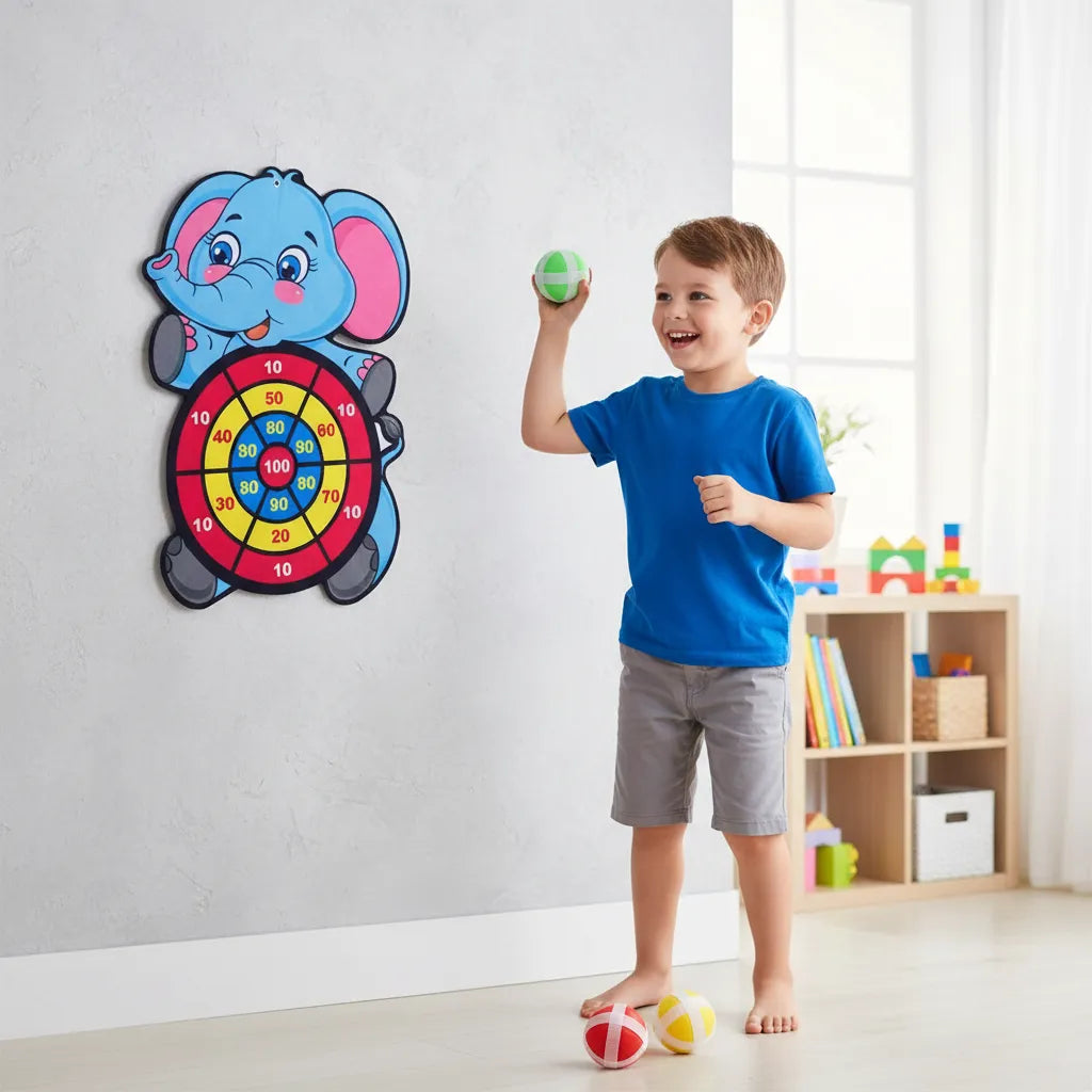 Juego Divertido Elefante Dardos Velcro Para Niños