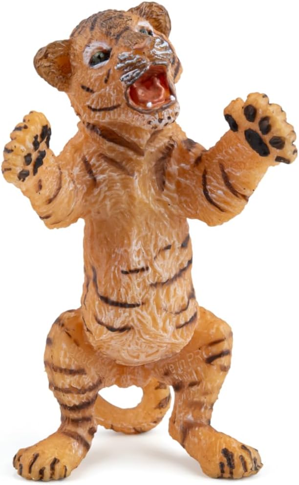 Figura Cría Tigre De Pie Pintada A Mano Papo