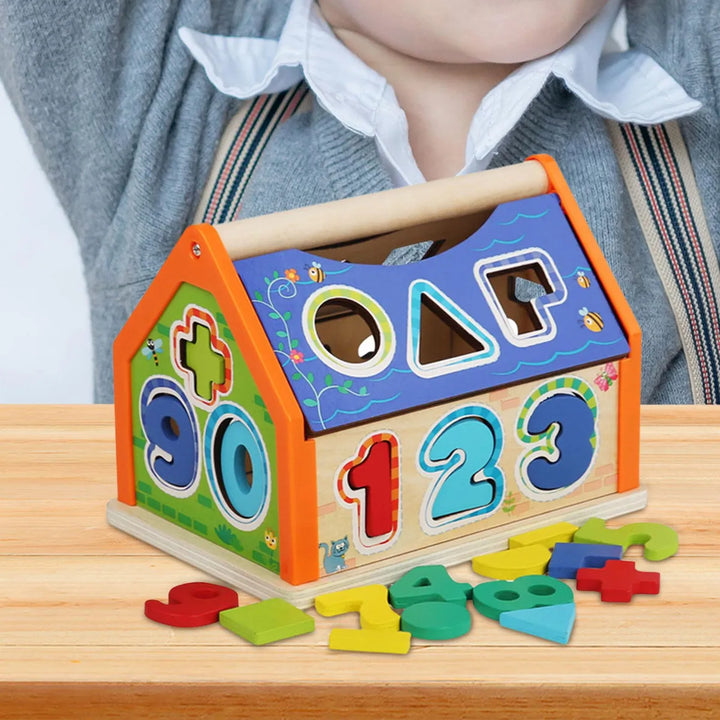Casa Didáctica Montessori En Madera Con Números Y Formas