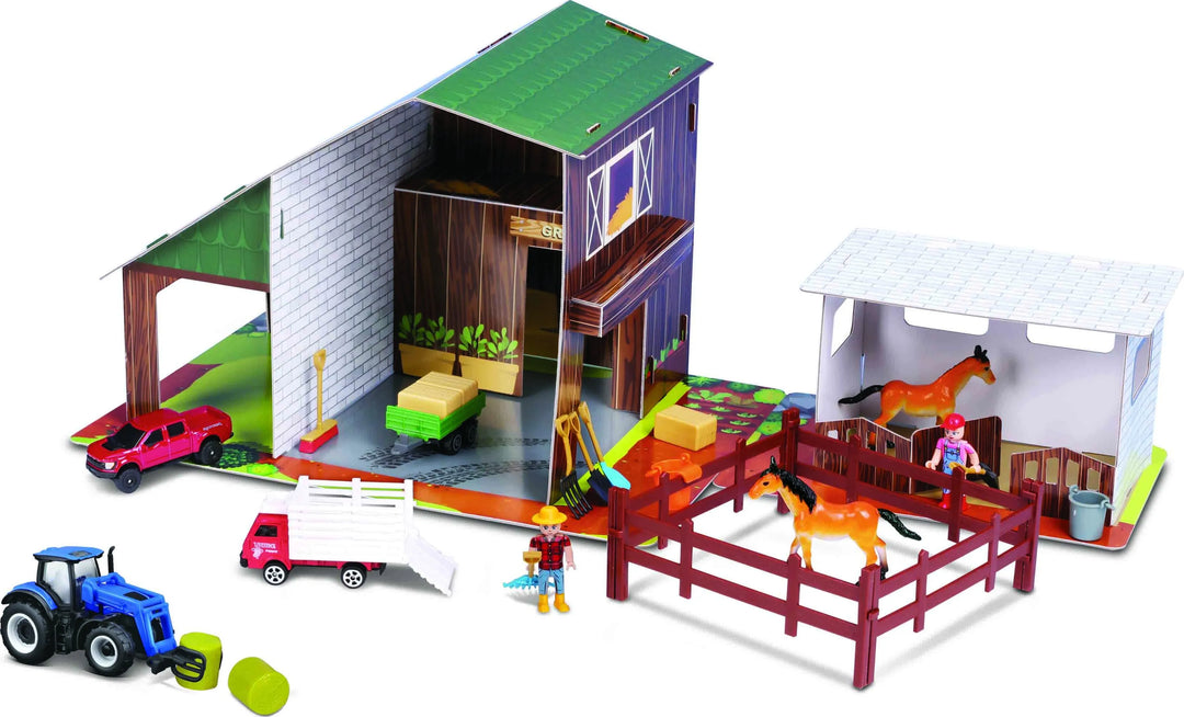 Juego Granja Establo y Tractores Para Niños