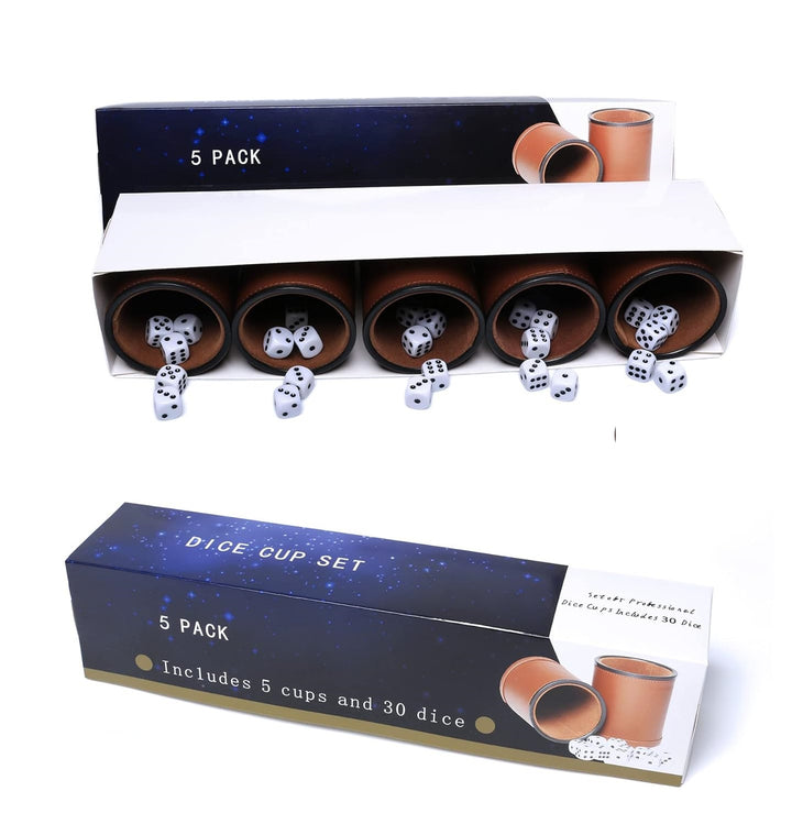 Juego Set De Dados De Lujo Con 5 Vasos y 30 Dados adultos