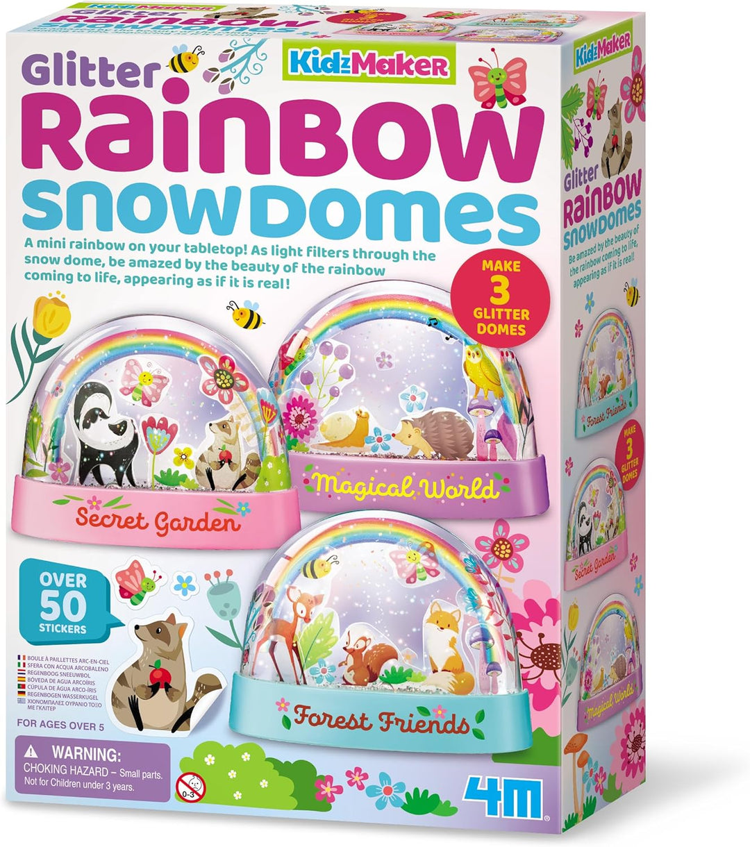 Juego Kit De Cúpulas De Nieve Arcoíris Con Purpurina Niños