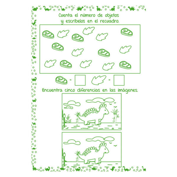 Libro Actividades Para Colorear De Dino Para Niños