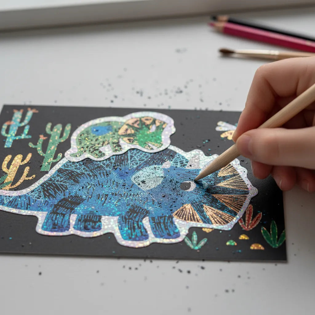 Set De Arte y Manualidades Para Raspar Tarjetas Dinosaurios