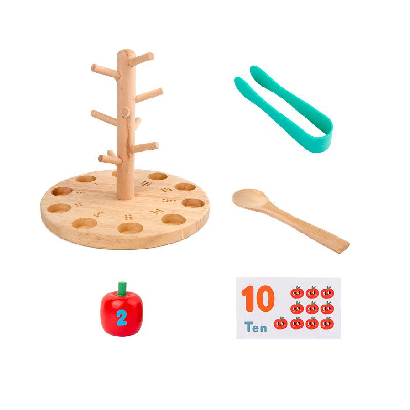 Juego Didáctico Árbol De Manzanas En Madera Para Niños