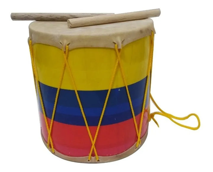 Juguete Didáctico Tambor En Madera Tricolor Para Niños