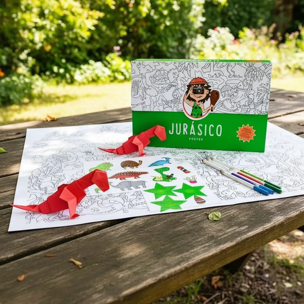Póster para colorear Jurásico + stickers