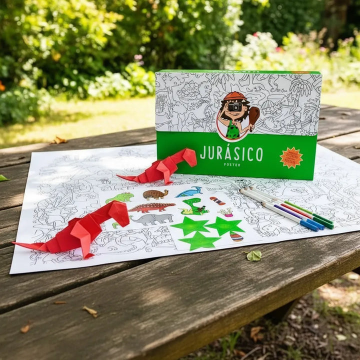 Póster para colorear Jurásico + stickers