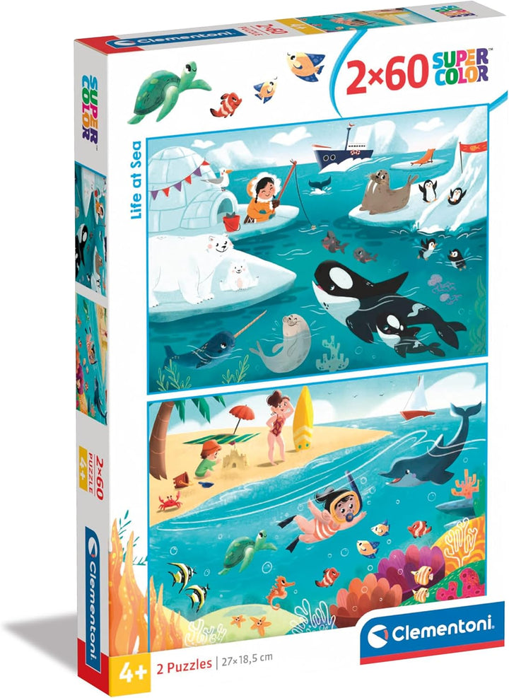 Rompecabezas 2x60 Piezas Vida Marina Niños