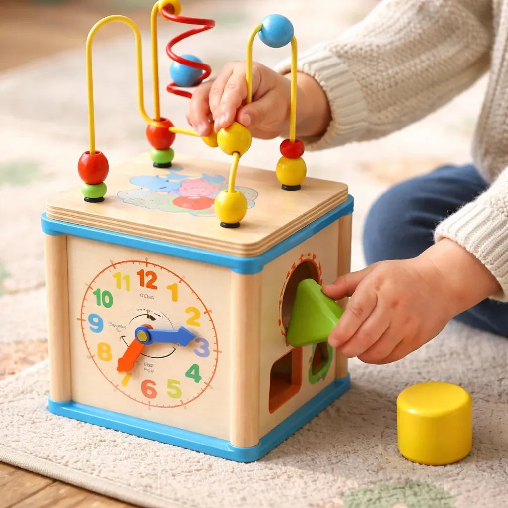 Juguete Cubo Didáctico Multifuncional En Madera Para Niños