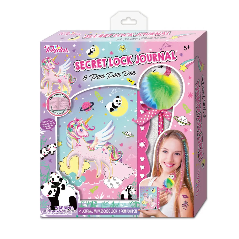 Diario Con Cerradura Y Bolígrafo De Unicornio Niñas