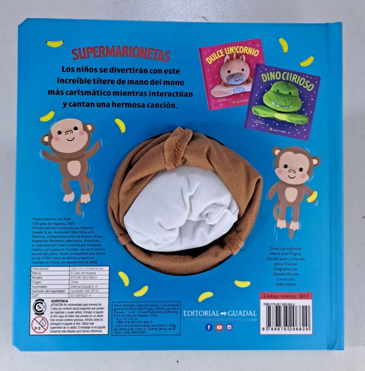 libro didactico Mono Con Títere Para Niños