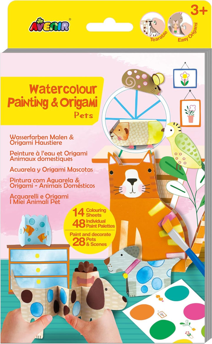 Set Acuarela Y Origami animales Para Niños