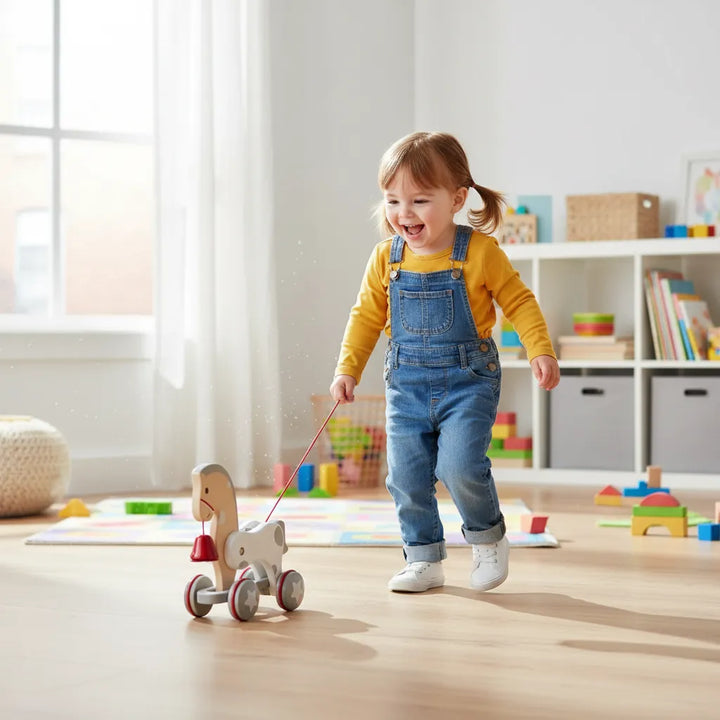 Juguete Motricidad Pony de Arrastre Hape Madera Para Niños