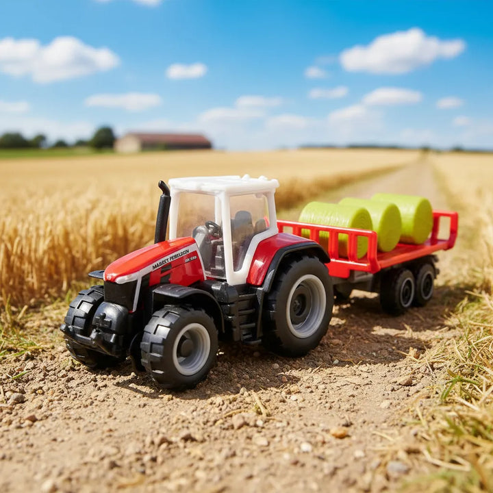 Tractor Y Carretilla A Escala Massey Ferguson Rojo