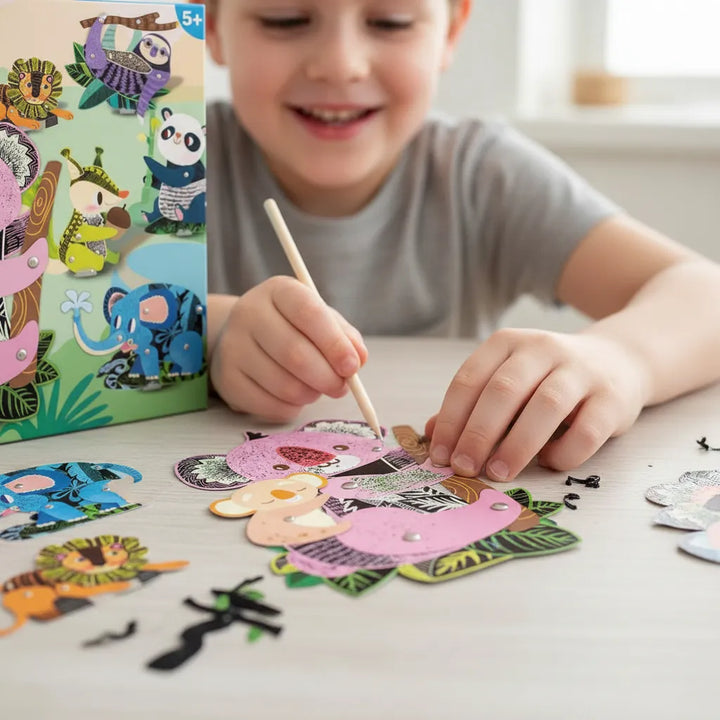 Set De Arte Marionetas Para Raspar Animales