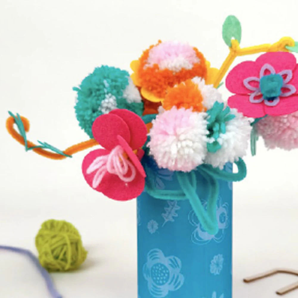 Jueg Manualidad Pompones Flores Para Niños