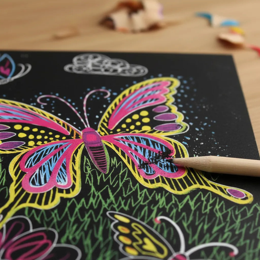 Libro Creativo Scratch Flores Y Mariposas Para Niños