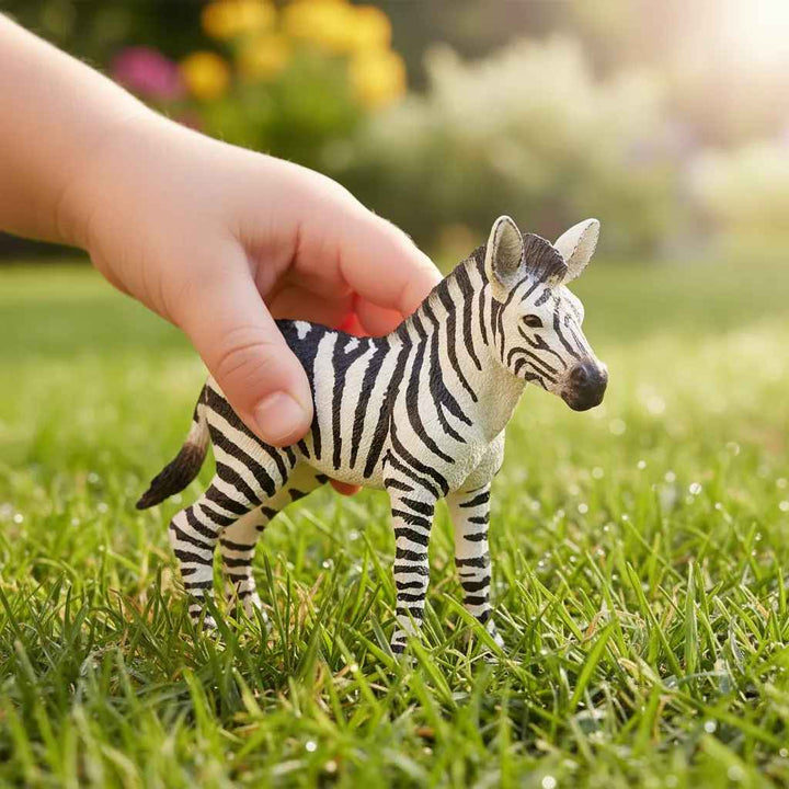 Figura Animales Cria De Cebra Pintada A Mano