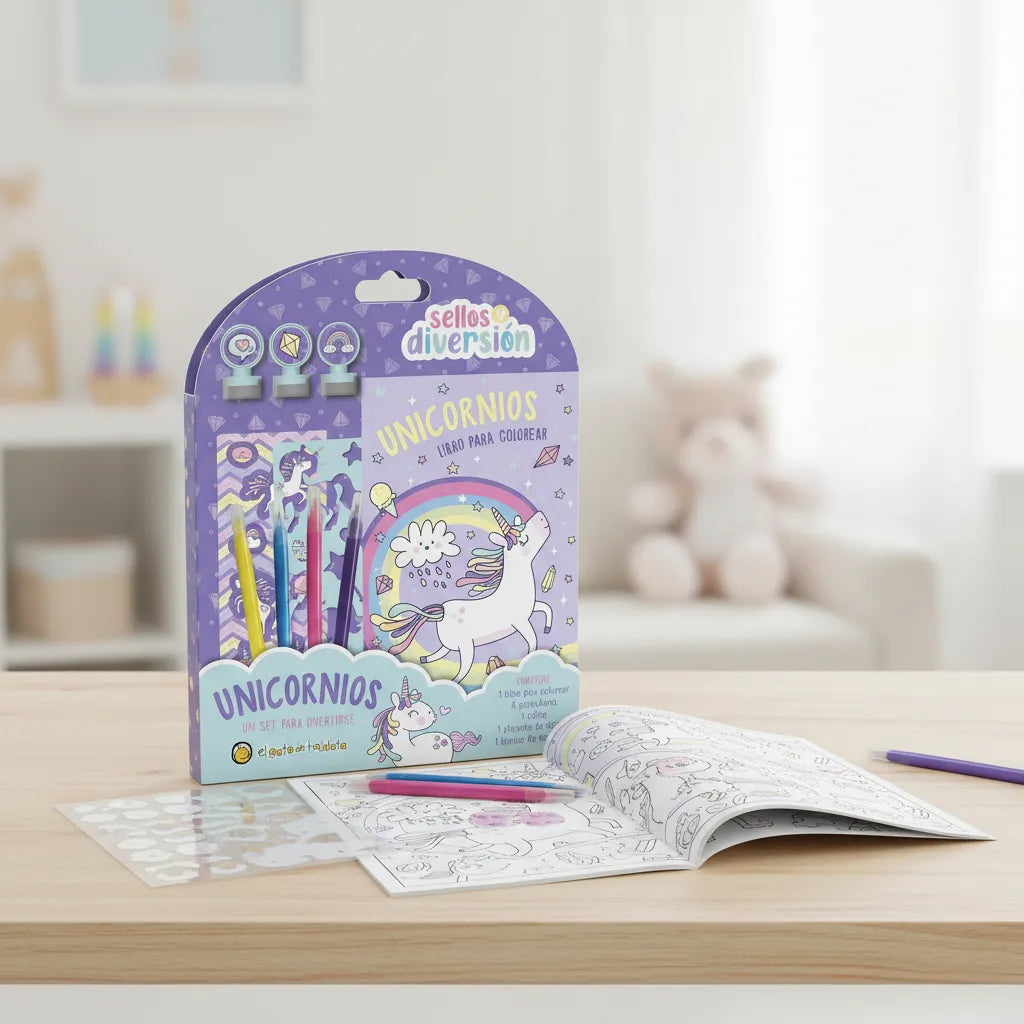 Set Creatividad unicornios Con Sellos Para Niños