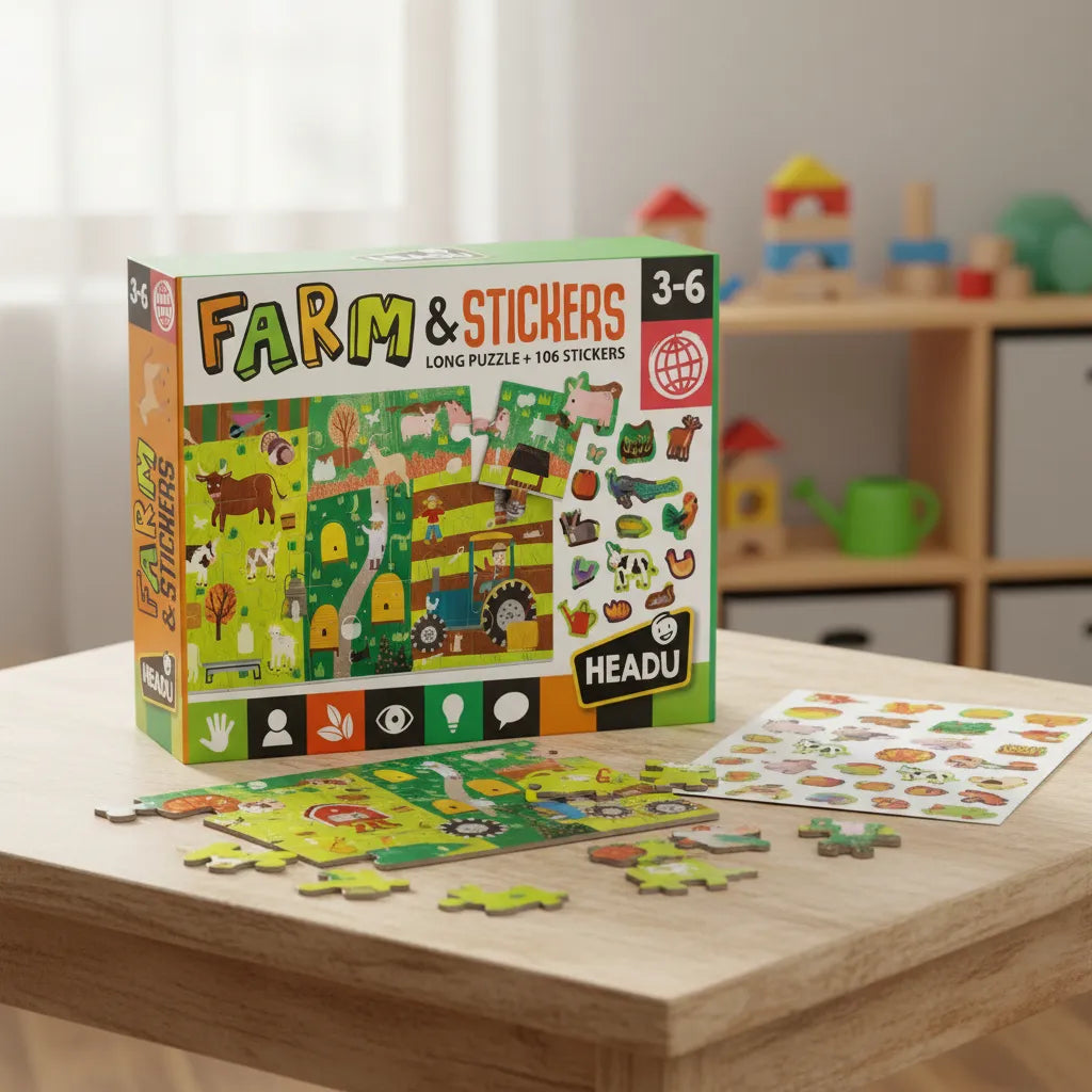 Rompecabezas De La Granja Con Stickers Reutilizables