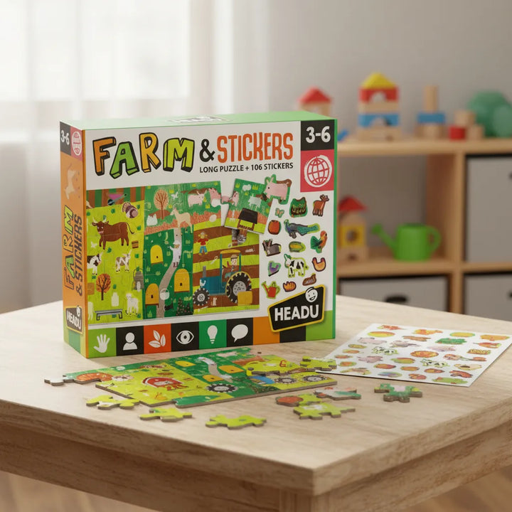 Rompecabezas De La Granja Con Stickers Reutilizables