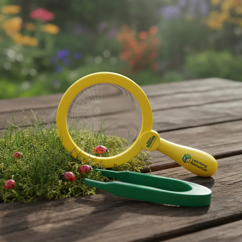 Pinza Sensorial y Lupa Amarillo Para Niños niñas
