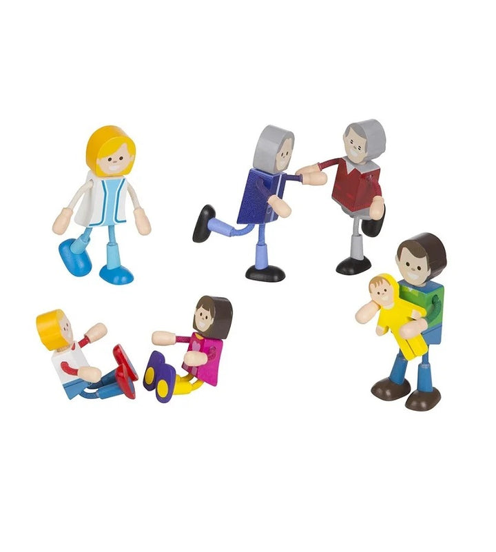 Juego Figuras Flexibles Familia De Madera Niños