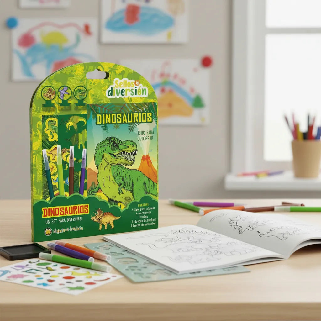 Set Creatividad dinosaurios Con Sellos Para Niños