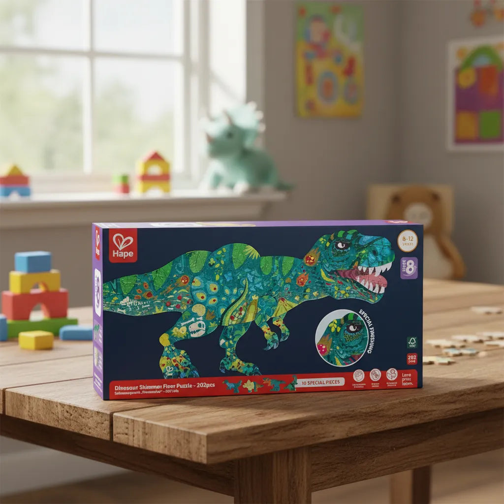Rompecabezas Dinosaurio Brillante 200 Piezas Para Niños