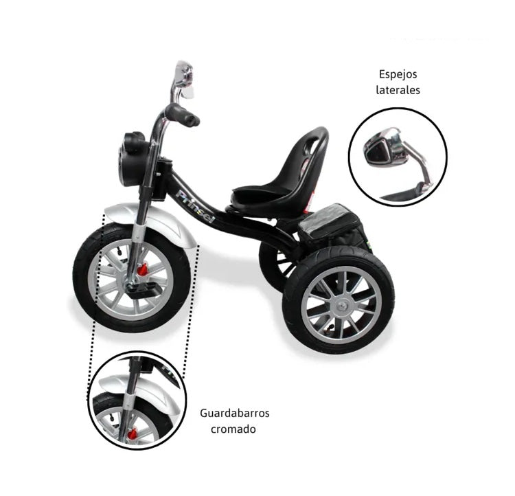 Triciclo Montable  Harley Con Luces negro Para Niños