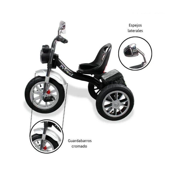 Triciclo Montable  Harley Con Luces negro Para Niños