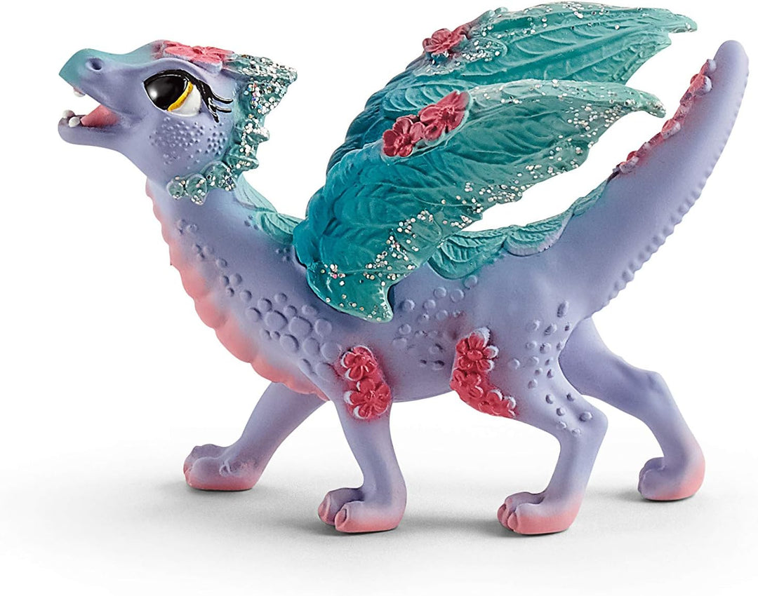 Figura Dragon Florido Y Bebé Pintada A Mano