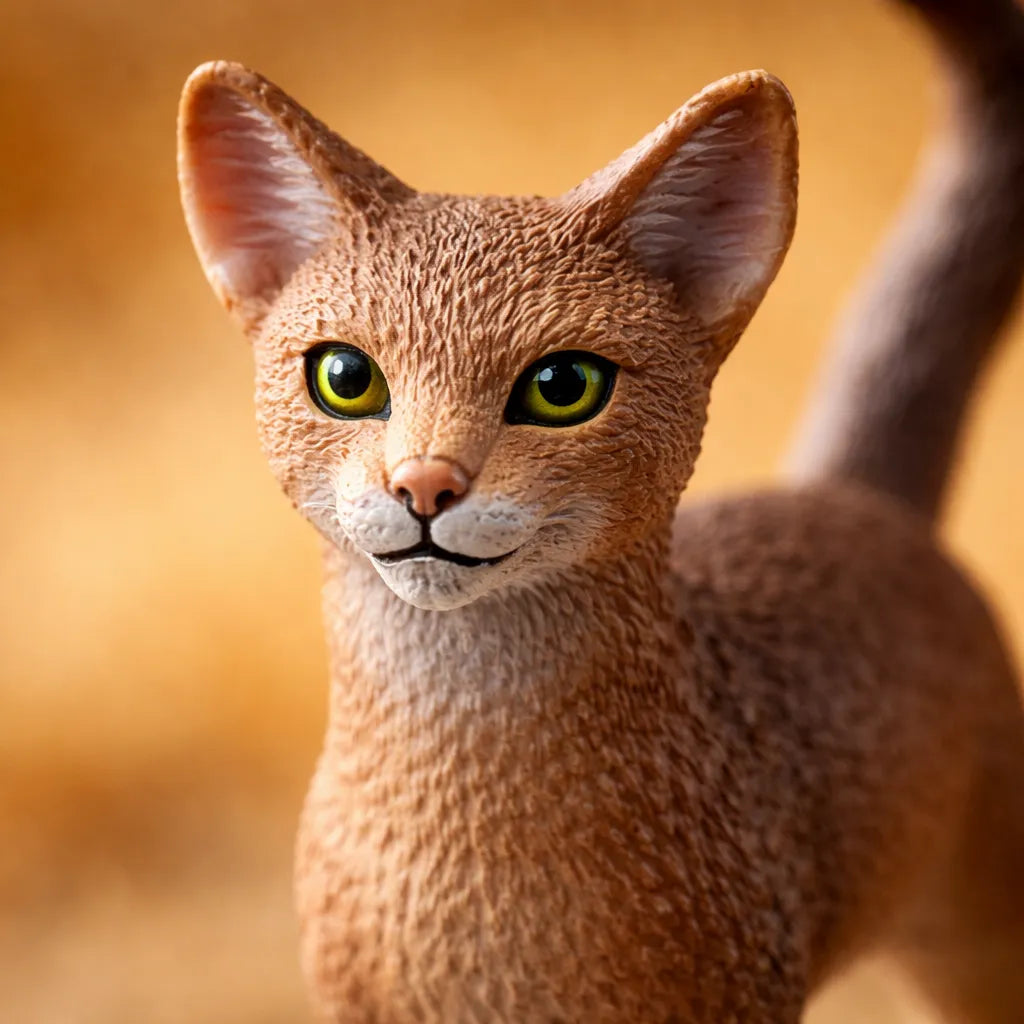 Figura Animales Gato Abisinio Pintado A Mano