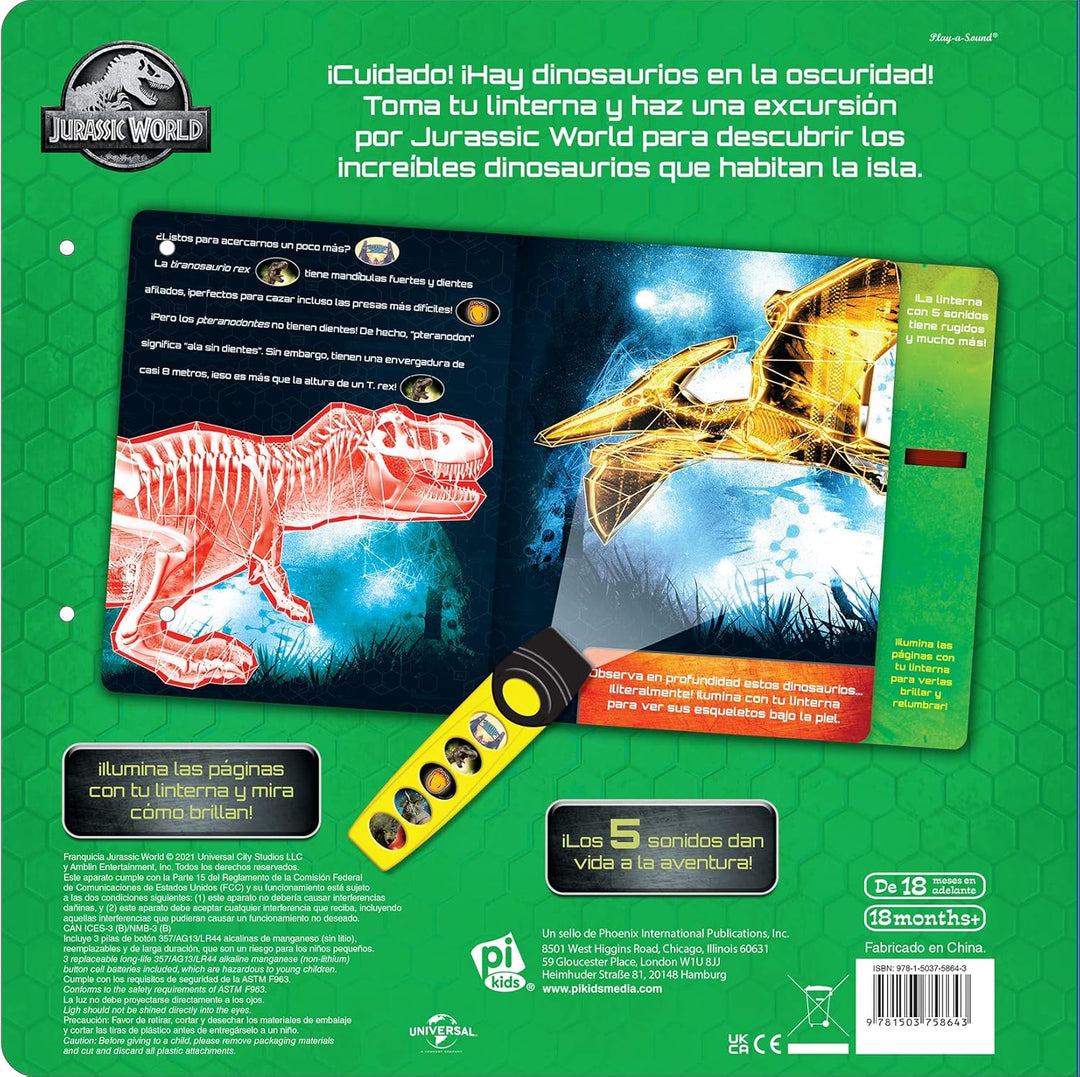 Libro Interactivo Dinosaurios Con Linterna Para Niños