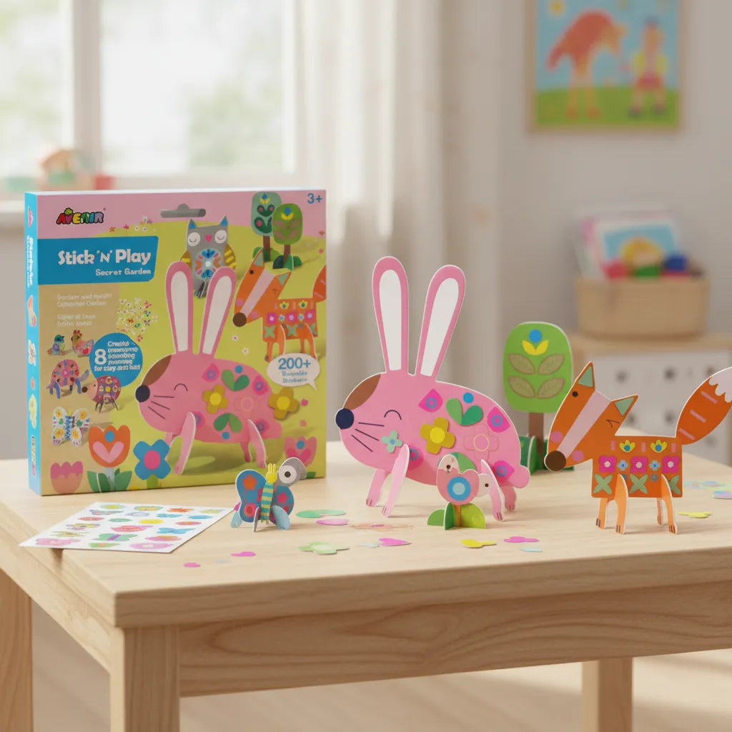Set De Arte Y Manualidades Animales Del Jardin Con Stickers
